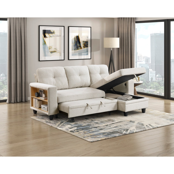 9705BE*32AVC (3)Sectional with Reversible Chaise, Pull-out Bed, Shelves and Charging Ports - 9705BE*32AVC