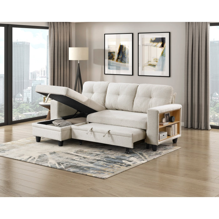 9705BE*32AVC (3)Sectional with Reversible Chaise, Pull-out Bed, Shelves and Charging Ports - 9705BE*32AVC