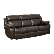 9724BRW-3 Double Reclining Sofa with Center Drop-Down Cup Holders - 9724BRW-3