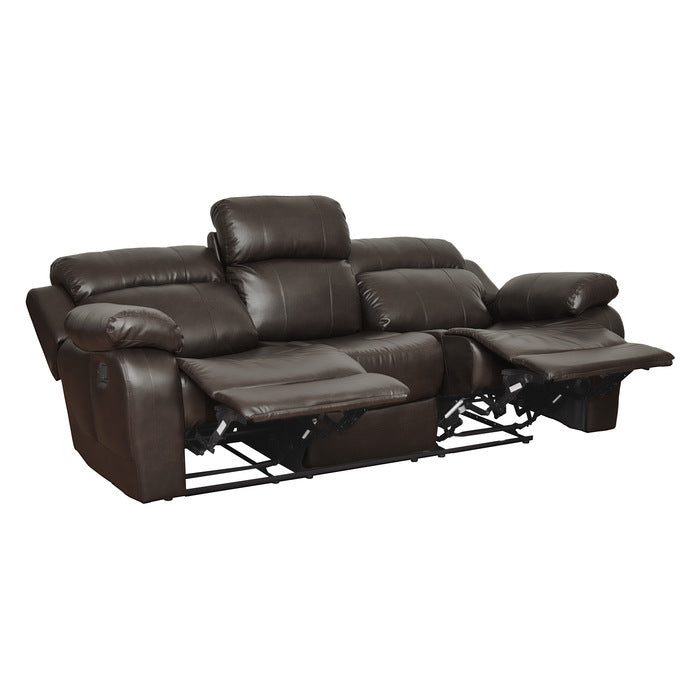 9724BRW-3 Double Reclining Sofa with Center Drop-Down Cup Holders - 9724BRW-3