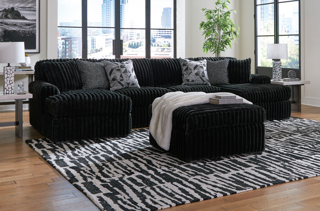 Midnight-Madness Onyx 3 Piece Double Chaise Sectional