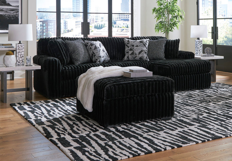 Midnight-Madness Onyx LAF Chase Sectional and Ottoman from Ashley - Lara Furniture