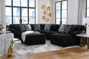 Midnight-Madness 4-Piece Sectional with Ottoman in Onyx from Ashley - Lara Furniture