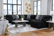 Midnight-Madness 4-Piece Sectional with Ottoman in Onyx from Ashley - Lara Furniture