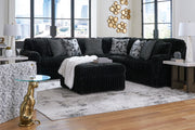Midnight-Madness 3-Piece Sectional with Ottoman in Onyx from Ashley - Lara Furniture