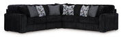 Midnight-Madness 3-Piece Sectional with Ottoman in Onyx from Ashley - Lara Furniture