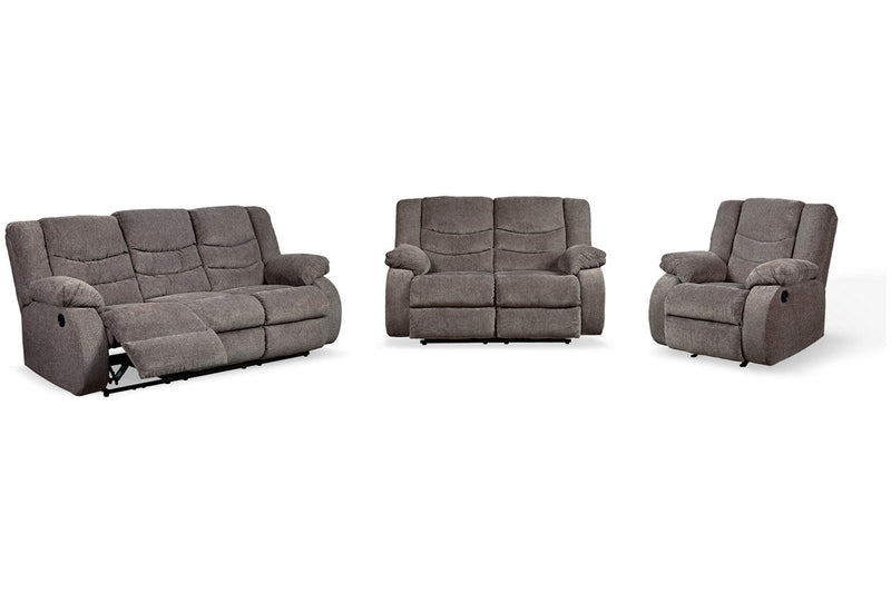 Tulen Gray Reclining Sofa, Loveseat and Recliner -  Ashley - Lara Furniture