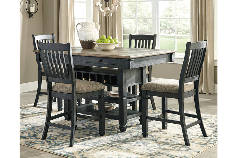 Tyler Creek Black/Grayish Brown Counter Height Dining Table and 4 Barstools with Server -  Ashley - Lara Furniture