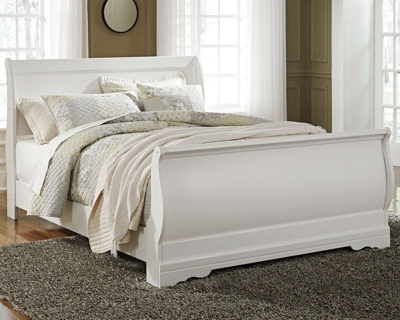 Anarasia White Queen Sleigh Bed and Nightstand from Ashley - Lara Furniture