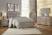 Culverbach Gray Queen Panel Bed with Mirrored Dresser, Chest and 2 Nightstands from Ashley - Lara Furniture