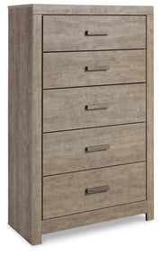 Culverbach Gray Queen Panel Bed with Mirrored Dresser, Chest and 2 Nightstands from Ashley - Lara Furniture