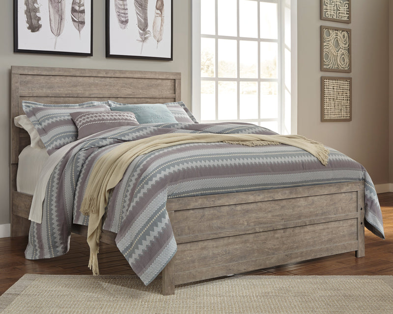 Culverbach Gray Queen Panel Bed with Mirrored Dresser and 2 Nightstands from Ashley - Lara Furniture