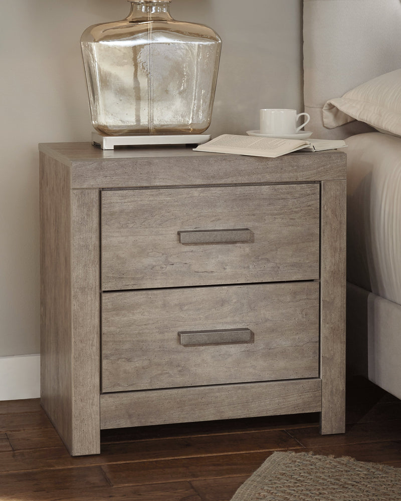 Culverbach Gray Queen Panel Bed with Mirrored Dresser and 2 Nightstands from Ashley - Lara Furniture