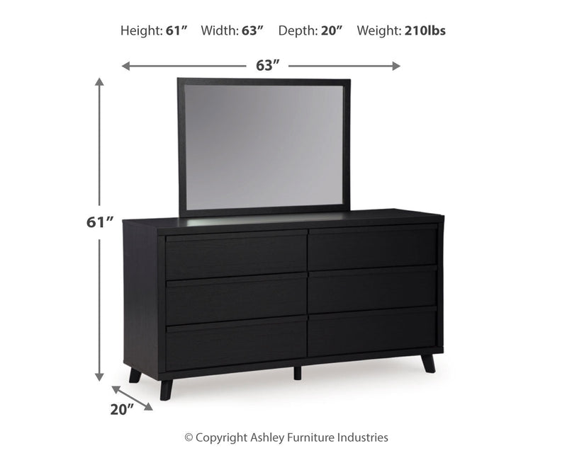 Danziar Black Queen Panel Platform Bed, Dresser and Mirror from Ashley - Lara Furniture