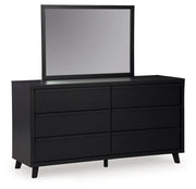 Danziar Black Queen Panel Platform Bed, Dresser and Mirror from Ashley - Lara Furniture