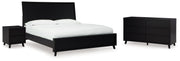 Danziar Black King Panel Bed, Dresser and Nightstand from Ashley - Lara Furniture