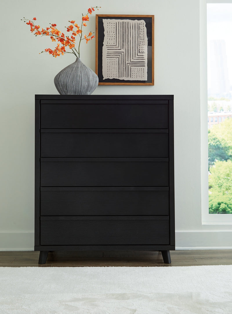 Danziar Black Queen Bed, Dresser, Mirror, Chest and Nightstand from Ashley - Lara Furniture