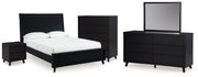 Danziar Black Queen Bed, Dresser, Mirror, Chest and Nightstand from Ashley - Lara Furniture