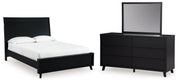 Danziar Black Queen Panel Platform Bed, Dresser and Mirror from Ashley - Lara Furniture