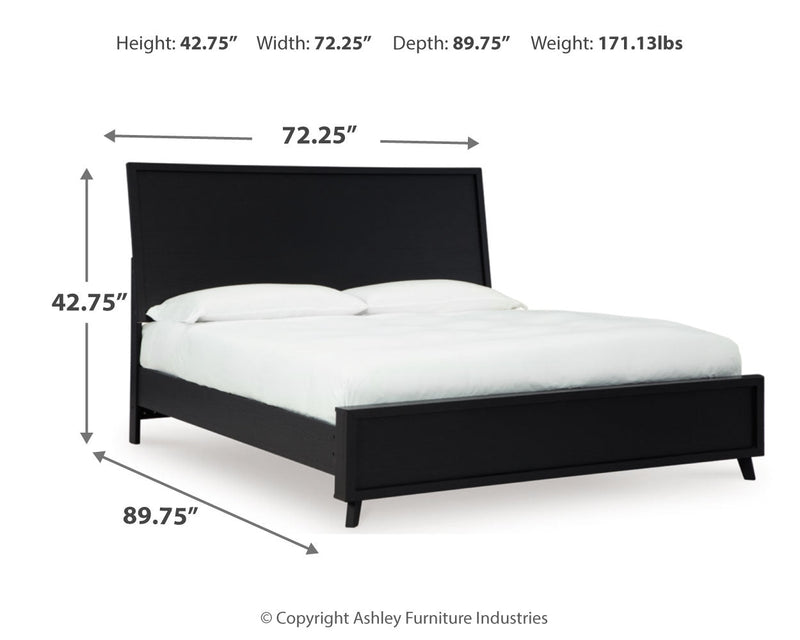Danziar Black Queen Panel Platform Bed, Dresser and Mirror from Ashley - Lara Furniture