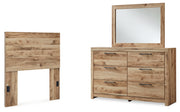 Hyanna Tan Brown Twin Panel Headboard, Dresser and Mirror from Ashley - Lara Furniture