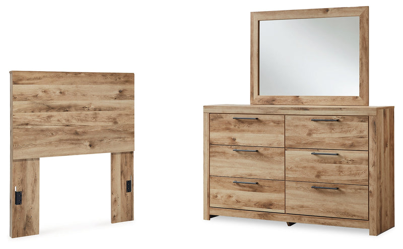 Hyanna Tan Brown Twin Panel Headboard, Dresser and Mirror from Ashley - Lara Furniture