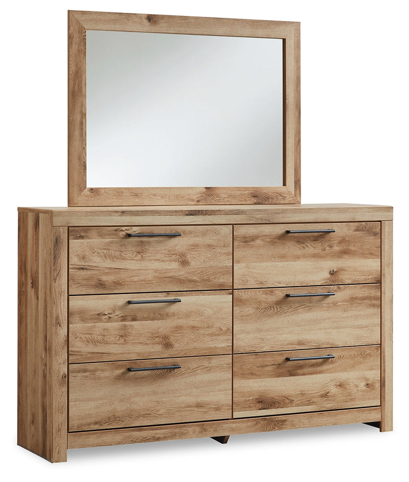 Hyanna Tan Brown Twin Panel Bed with Storage with Mirrored Dresser from Ashley - Lara Furniture