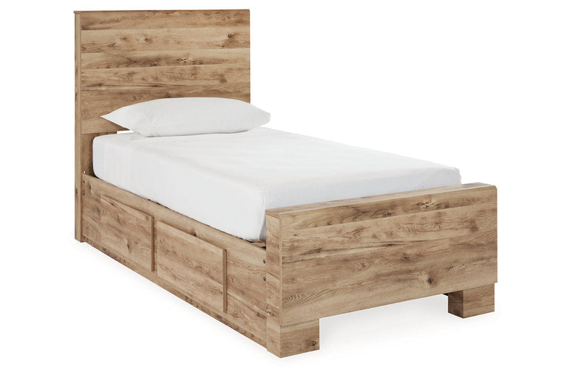Hyanna Tan Brown Twin Panel Bed with 1 Side Storage from Ashley - Lara Furniture