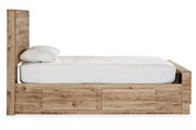 Hyanna Tan Brown Twin Panel Bed with 2 Side Storage from Ashley - Lara Furniture