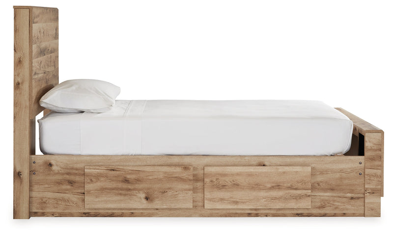 Hyanna Tan Brown Twin Panel Bed with Storage with Mirrored Dresser from Ashley - Lara Furniture