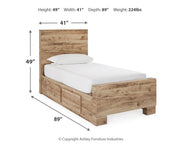 Hyanna Tan Brown Twin Panel Bed with Storage with Mirrored Dresser from Ashley - Lara Furniture