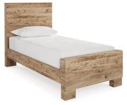 Hyanna Tan Brown Twin Panel Bed with Mirrored Dresser from Ashley - Lara Furniture