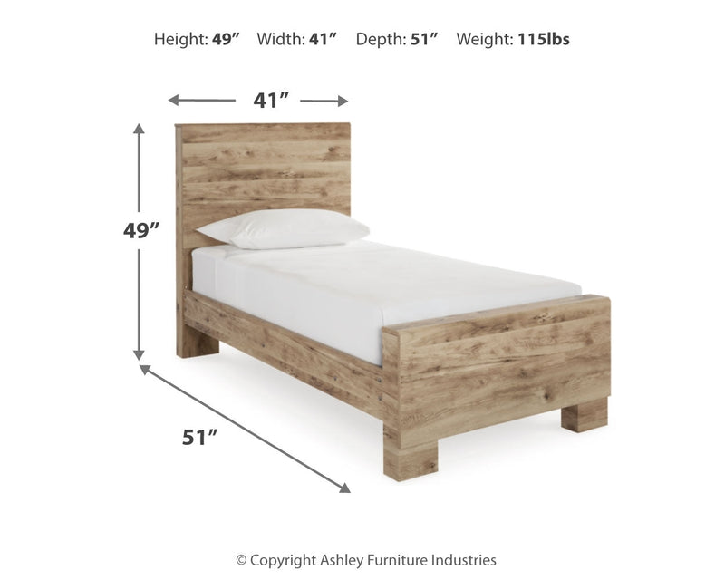 Hyanna Tan Brown Twin Panel Bed with Mirrored Dresser from Ashley - Lara Furniture