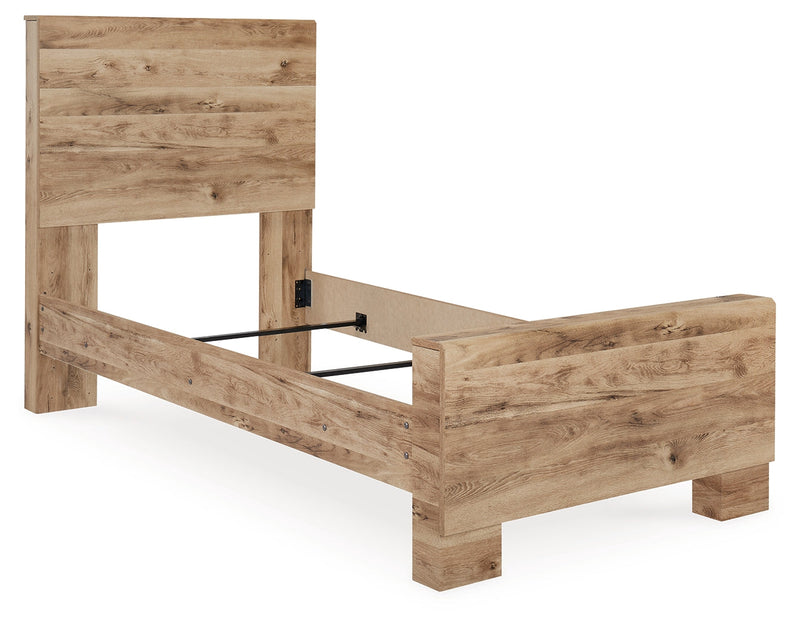 Hyanna Tan Brown Twin Panel Bed with Mirrored Dresser from Ashley - Lara Furniture