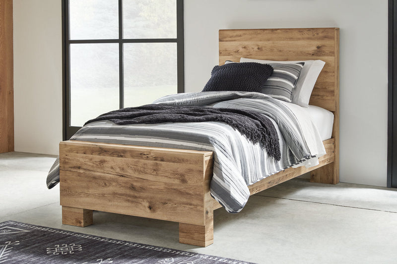 Hyanna Tan Brown Twin Panel Bed -  Ashley - Lara Furniture