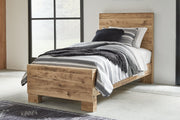 Hyanna Tan Brown Twin Panel Bed with Mirrored Dresser from Ashley - Lara Furniture