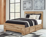 Hyanna Tan Brown Twin Panel Bed with Storage with Mirrored Dresser from Ashley - Lara Furniture