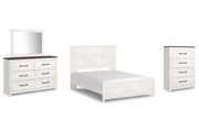 Gerridan White/Gray Queen Panel Bed with Mirrored Dresser and Chest from Ashley - Lara Furniture