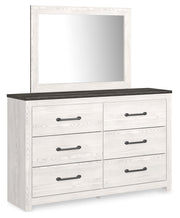 Gerridan White/Gray Queen Panel Bed with Mirrored Dresser and Chest from Ashley - Lara Furniture