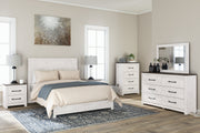 Gerridan White/Gray Queen Panel Bed with Mirrored Dresser and Chest from Ashley - Lara Furniture