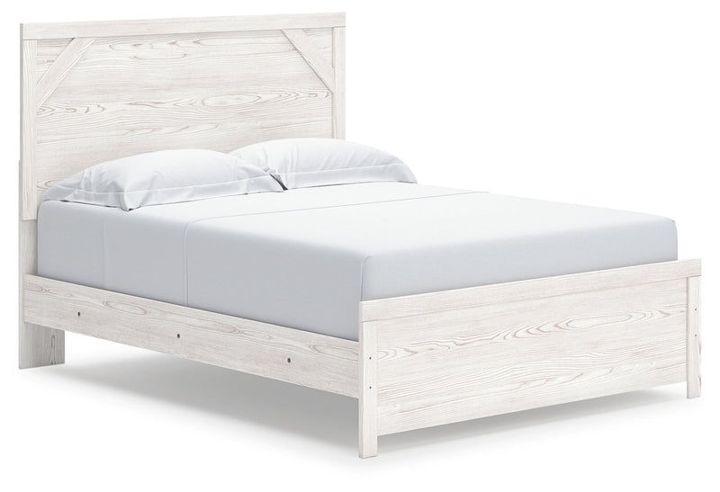 Gerridan White/Gray Queen Panel Bed with Mirrored Dresser and Chest from Ashley - Lara Furniture