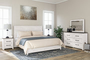 Gerridan White/Gray King Panel Bed with Mirrored Dresser and 2 Nightstands from Ashley - Lara Furniture
