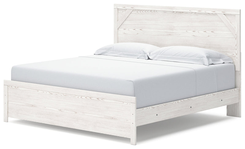 Gerridan White/Gray King Panel Bed with Mirrored Dresser and 2 Nightstands from Ashley - Lara Furniture