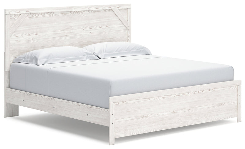 Gerridan White/Gray King Panel Bed with Mirrored Dresser and 2 Nightstands from Ashley - Lara Furniture