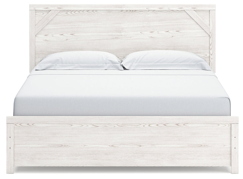 Gerridan White/Gray King Panel Bed with Mirrored Dresser and 2 Nightstands from Ashley - Lara Furniture
