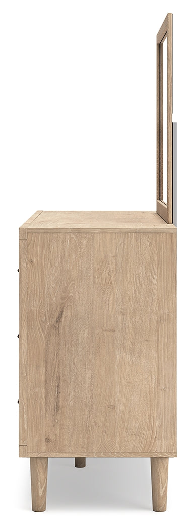 Cielden Two-tone Full Panel Headboard with Mirrored Dresser from Ashley - Lara Furniture