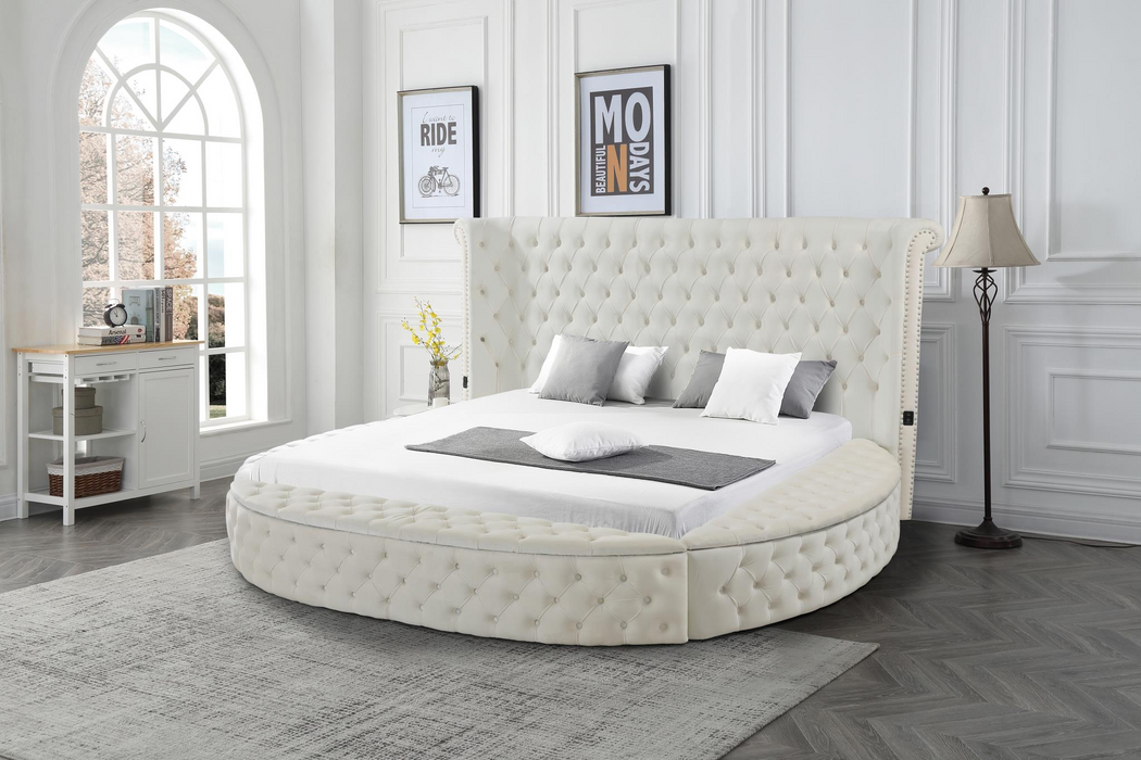 Island Cream Upholstered Storage Queen Bed