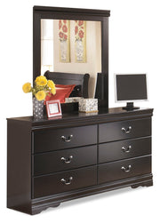 Huey Vineyard Black Twin Sleigh Headboard Bed with Mirrored Dresser from Ashley - Lara Furniture