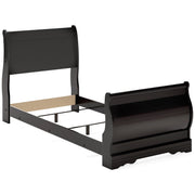 Huey Vineyard Black Twin Sleigh Bed and Nightstand from Ashley - Lara Furniture