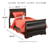 Huey Vineyard Black Twin Sleigh Bed and Nightstand from Ashley - Lara Furniture